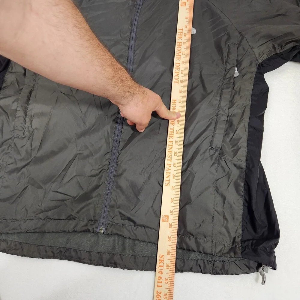 The North Face Mens XXL Grey Black Full Zip Stowable Ripstop Windbreaker Jacket